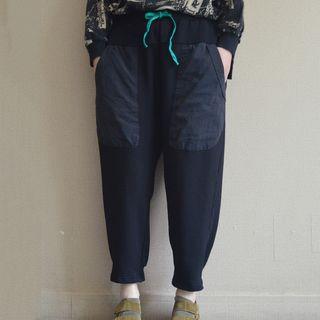 Cropped Drawstring Pants Black - One Size