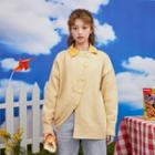 Crew-neck Asymmetric Cardigan Beige Yellow - One Size