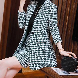 Houndstooth Blazer / Mini A-line Skirt / Set