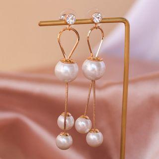 Faux Pearl Accent Drop Earring 1 Pair - Earrings - Faux Pearl - One Size