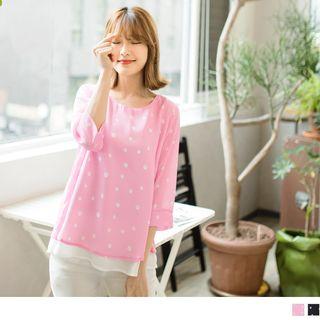 Mock Two Piece Rose Print Top