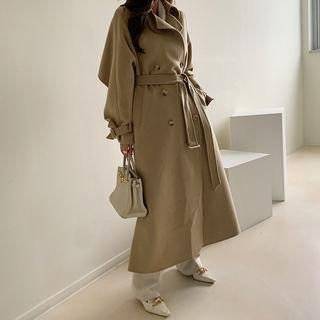 Handmade Capelet Woolen Coat Beige - One Size
