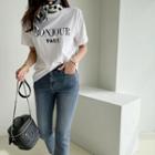 Bonjour Paris Letter T-shirt White - One Size