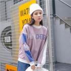 Color Block Letter Embroidered Pullover