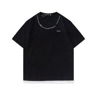 Mock Two-piece Short-sleeve Chained T-shirt