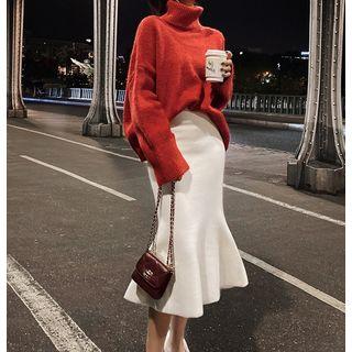 Set: Turtleneck Knit Top + Mermaid Skirt