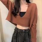 Open-collar Cropped Sweater