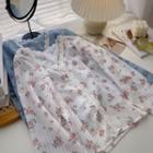 Long-sleeve V-neck Lace-trim Blouse