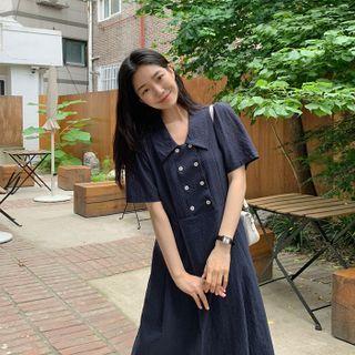 Collared Buttoned Long Dress