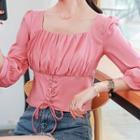 Lace-up Ruched Blouse