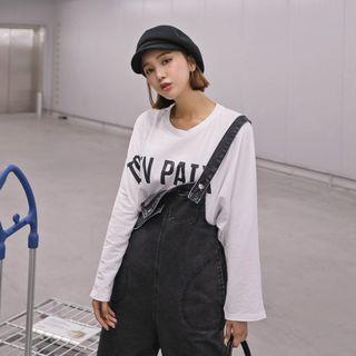 Drop-shoulder Letter Print T-shirt
