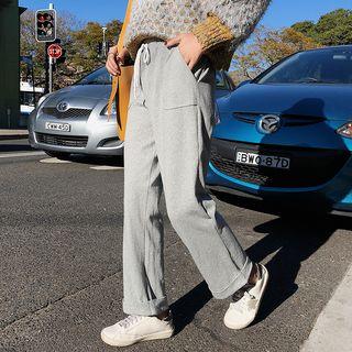 Knit Wide Leg Pants Light Gray - One Size