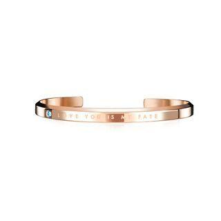 Simple Romantic Plated Rose Gold Blue Cubic Cubic Zirconia 316l Stainless Steel Open Bracelet For Men Rose Gold - One Size