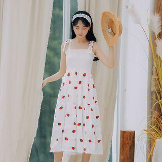 Strawberry Embroidered Sleeveless Dress