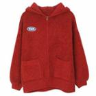 Hood Lettering Zip Knit Jacket