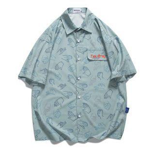 Short-sleeve Hand Print Shirt
