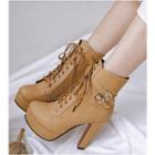 Lace-up High-heel Short Boots