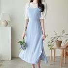 Spaghetti-strap Long Paneled Dress