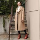 Wide-lapel Patch-pocket Long Coat
