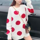 Polka Dot Knit Top As Shown In Figure - One Size