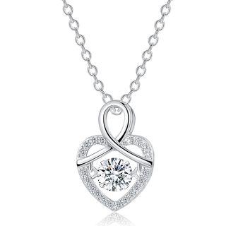 925 Sterling Silver Rhinestone Heart Pendant Necklace Necklace & Pendant - One Size