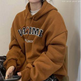 Lettering Print Hoodie Caramel - One Size