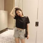Short-sleeve Open Back Cropped T-shirt