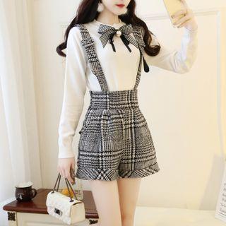 Knit Top / Brooch / Suspender Shorts / Set