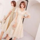 V-neck Embroidered A-line Cocktail Dress