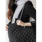Quilted Tote Bag With Pouch Black - One Size