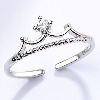 Crown Open Ring White Gold - One Size