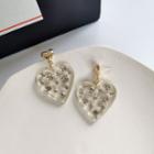 Resin Heart Dangle Earring 1 Pair - S925 Silver - As Shown In Figure - One Size