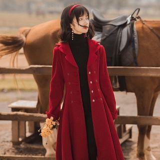 Embroidered Single-breasted Midi Coat