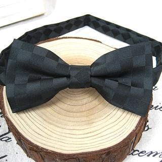 Plaid Bow Tie With Box Black - One Size