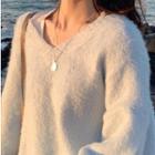 Oversize V-neck Sweater Sky Blue - One Size
