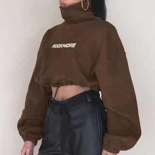 Mock-neck Long-sleeve Crop Sweater