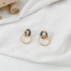 Interlocking Hoop Acrylic Alloy Dangle Earring 1 Pair - 01 - Amber & Gold - One Size