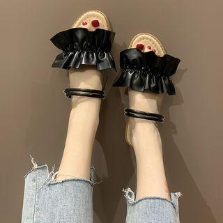 Ruffle Double Strap Sandals