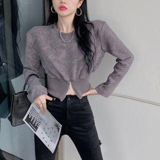 Tie-dyed Zipper-hem Crop T-shirt