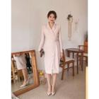 Tie-side Diagonal-button Midi Coatdress