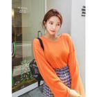 Deep-slit Sheer Oversized T-shirt