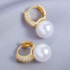 Faux Pearl Rhinestone Dangle Earring 01 - 1 Pair - Pearl Earring - One Size