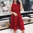 Sleeveless Fringed A-line Mini Party Dress