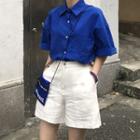 Roll-up Short-sleeve Shirt Sapphire Blue - One Size