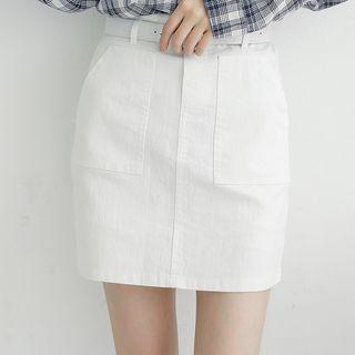 Mini Denim Skirt With Belt