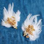 Feather Hair Clip 1 Pc - White & Gold - One Size