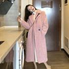 Fleece Double-breasted Long-sleeve Coat