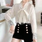 Long-sleeve Fringed Blouse