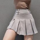 High-waist Striped Pleated A-line Mini Skirt