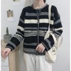 Striped Tweed Cardigan Black - One Size